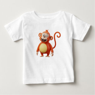 Camiseta Personagem de Macaco de Desenho Animado Laranja 3D