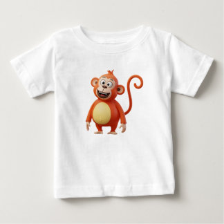 Camiseta Personagem de Macaco de Desenho Animado Laranja 3D