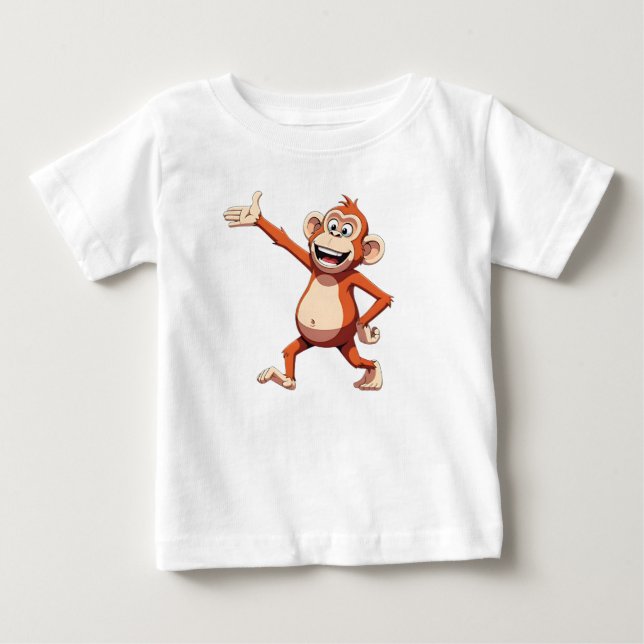 Camiseta Personagem de Macaco Gesticulando e Sorriso (Frente)