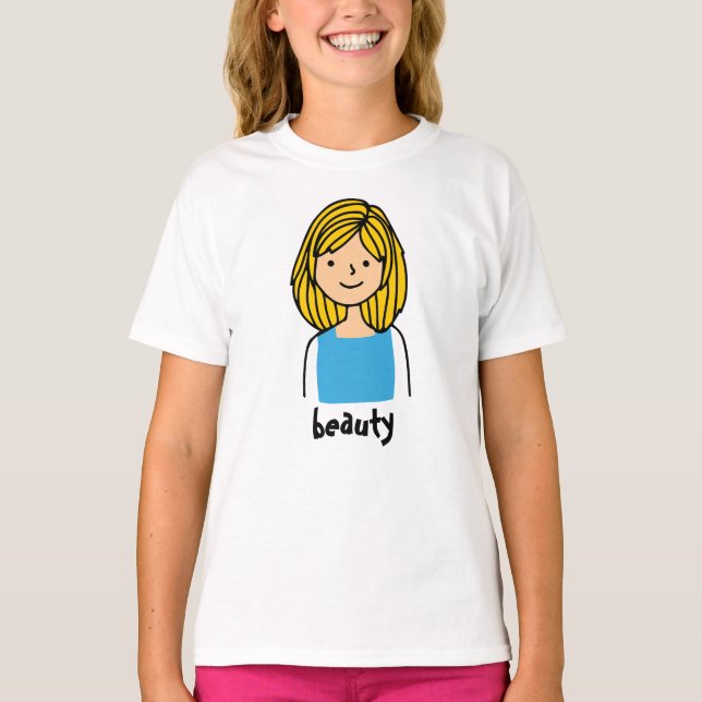 camiseta personagem de menina de beleza (Frente)