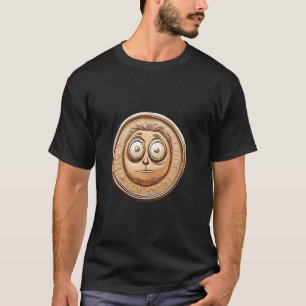 Camiseta Personagem de Moeda de Desenho Animado Engraçado H