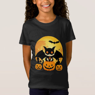 Camiseta Personagem de Morcego de Halloween Estilo de Cena