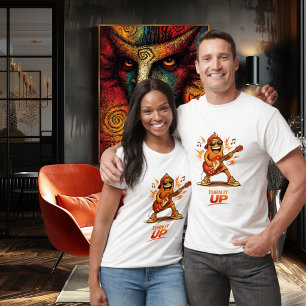 Camiseta Personagem de Música de Guitarra Laranja Engraçado