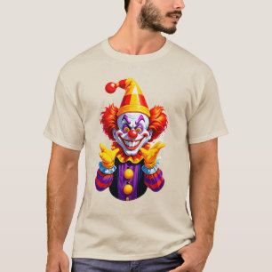 Camiseta Personagem de Palhaço Colorido em Fantasia Brilhan
