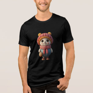 Camiseta Personagem de Panda Bonita em Inverno - Carto Cozy