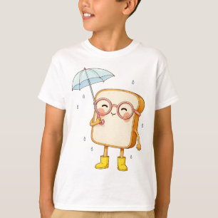 Camiseta Personagem de Pão Fofo com Guarda-Chuva – Chuva Ac