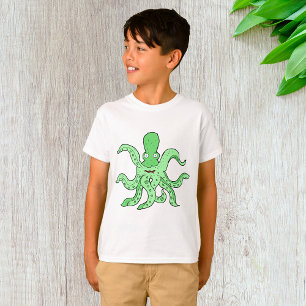 Camiseta Personagem de polvo verde Monstro marinho estranho