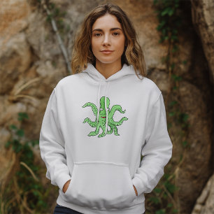 Camiseta Personagem de polvo verde Monstro marinho estranho
