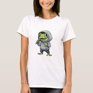 Camiseta Personagem de Sapo Verde Rapping Legal