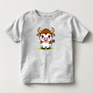 Camiseta Personagem de Touro de Desenho Animado Fofo com Ex