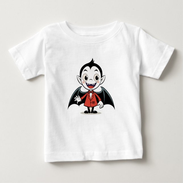 Camiseta Personagem de Vampiro de Cartoon de Halloween em V (Frente)