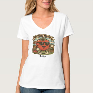 Camiseta Personagem Divertido de Tomate do Mercado de Agric