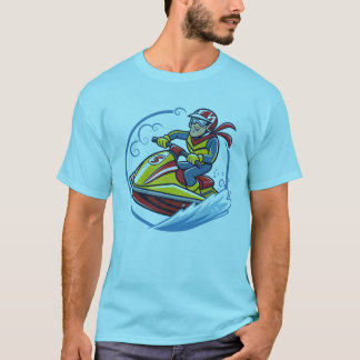 Camiseta Personagem do Homem Dirigindo um Jato Ski na Onda