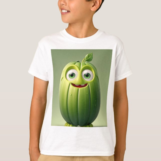 Camiseta Personagem engraçada de pepino (Frente)