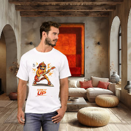 Camiseta Personagem engraçado de músico de baixo laranja Mú