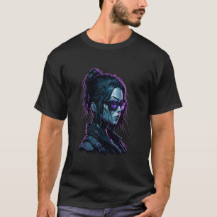 Camiseta personagem feminina de jogos com óculos de sol