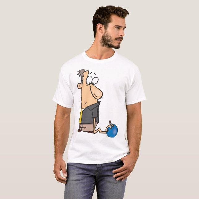 Camiseta Personagem Sad Bowler Engraçado com Bola de bolich (Frente Completa)