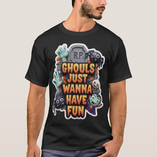 Camiseta Personagens alegres de Halloween em claymation e t (Frente)