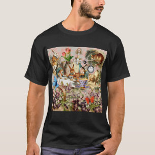 Camiseta personagens da festa de chá de Alice no País das M