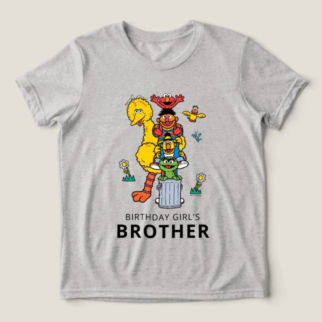 Camiseta Personagens da Rua Sésamo e Placa de Trânsito de A (Design frontal)
