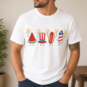 Camiseta Personagens de comida patrióticos Kawaii engraçado