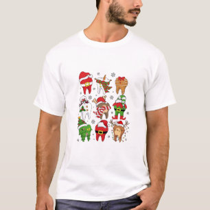 Camiseta Personagens Dentários de Natal Adoráveis Diversão