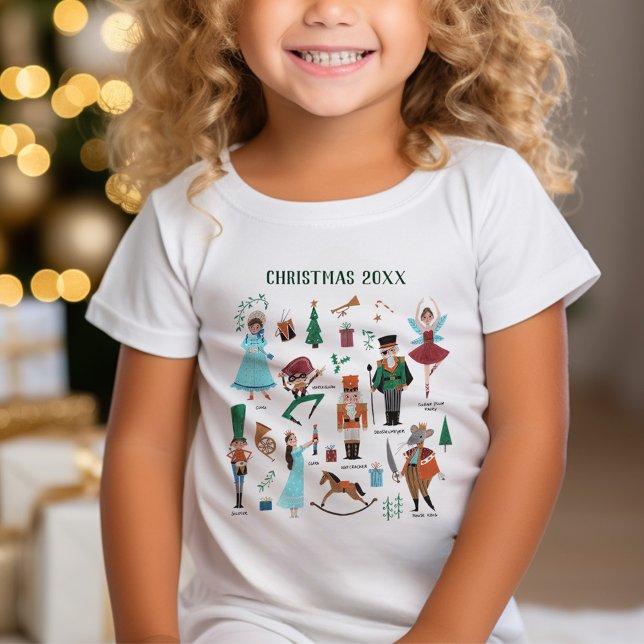 Camiseta Personagens do Ballet Quebra-Nozes fofos Natal (Nutcracker Ballet characters cute Christmas T-Shirt)