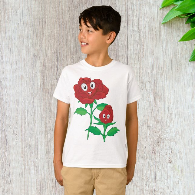 Camiseta Personagens Felizes Rosa Vermelha (Criador carregado)