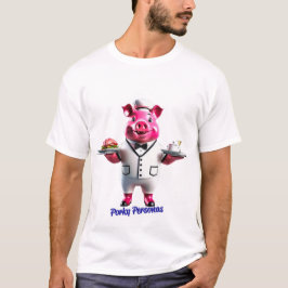 Camiseta Personagens Porky porcos engraçados. Garçom