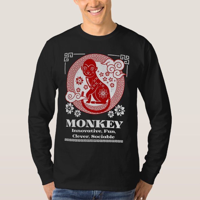 Camiseta Personalidade do Macaco do Zodíaco Chinês (Frente)