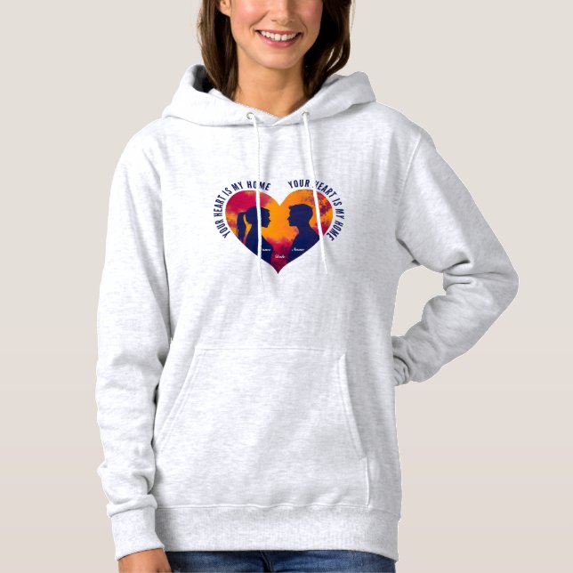 Camiseta Personalizable Heart Is My Home Couple Silhouette  (Frente)