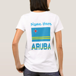 Camiseta Personalização Azul da Bandeira de Aruba e Aruba F