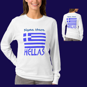 Camiseta Personalização Azul de Bandeira Grécia e Hellas