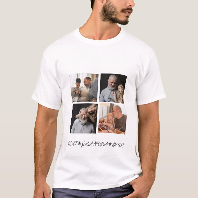 Camiseta Personalização Contemporânea de 4 Fotos "Melhor Av (Frente)