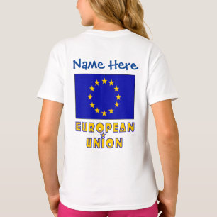 Camiseta Personalização da Bandeira Azul da União Europeia