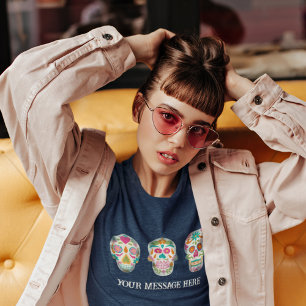 Camiseta Personalização de Sugar Skulls Dia De Los Muertos