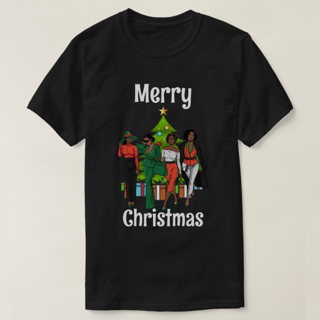 Camiseta Personalização do Black Sista de Natal Melanin (Frente do Design)