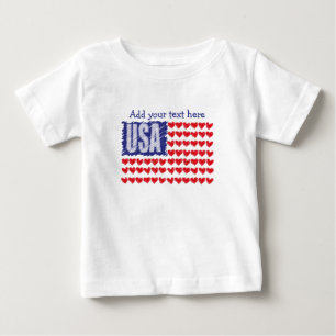 Camiseta Personalização do Sinalizador de Corações dos EUA