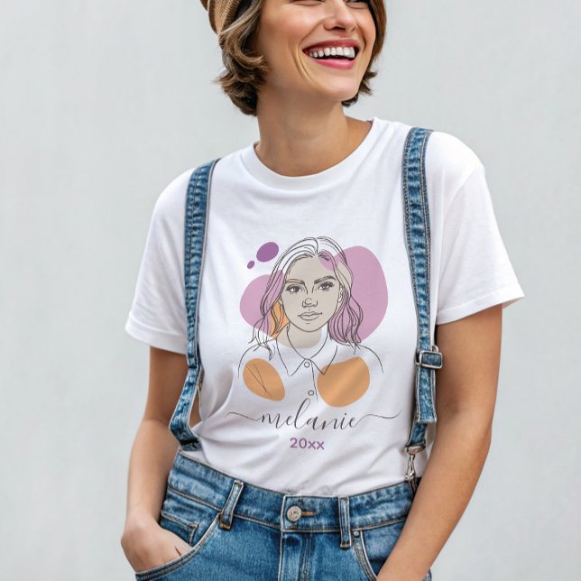 Camiseta personalização minimalista do retrato abstrato (Criador carregado)