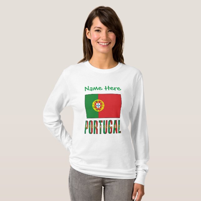 Camiseta Personalização Verde da Bandeira Portuguesa (Frente Completa)