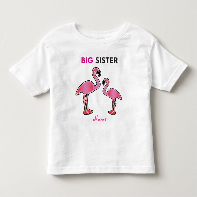 Camiseta Personalizada a Aprendendo a Irmã Grande Flamingo (Frente)