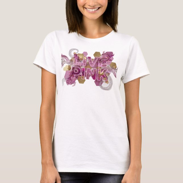 Camiseta Personalizada Artística Rosa LIVE PINK (Frente)