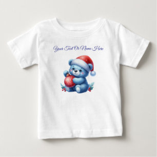 Camiseta Personalizada Azul Natal Jersey de Bebê