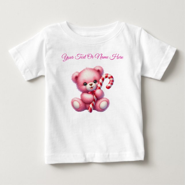 Camiseta Personalizada Bebê Natal Rosa Jersey (Frente)