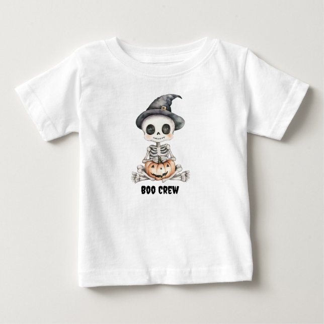 Camiseta personalizada "Boo Crew" com esqueleto bo (Frente)