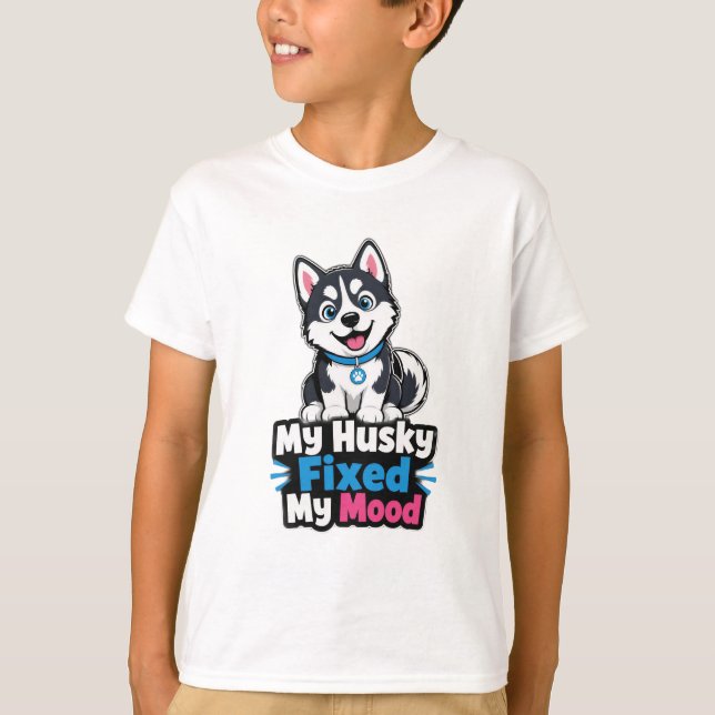 Camiseta Personalizada com Foto de Husky Cachorro  (Frente)