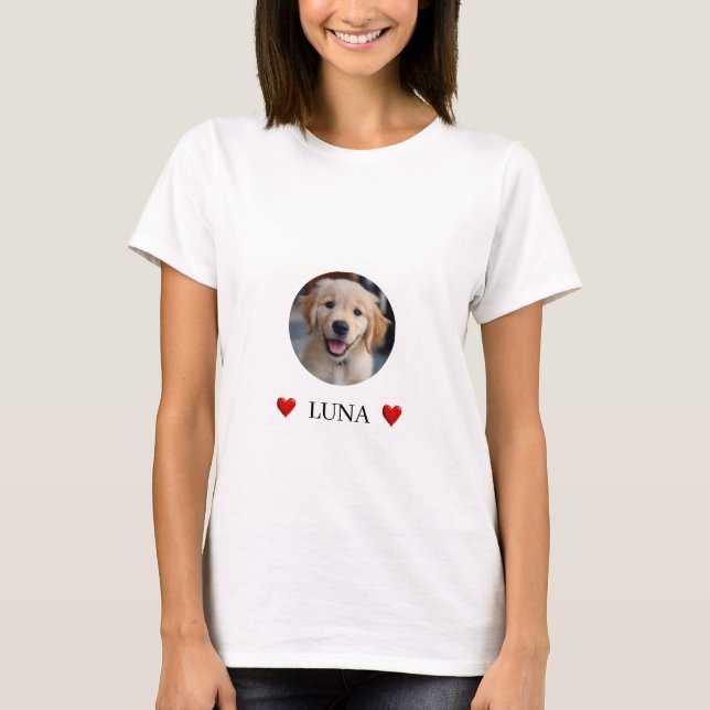 Camiseta Personalizada com Foto e Nome do Meu Cach (Frente)
