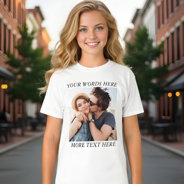 Camiseta Personalizada com Foto e Texto (Criador carregado)