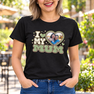 Camiseta Personalizada com Foto em Coração 'Eu Amo