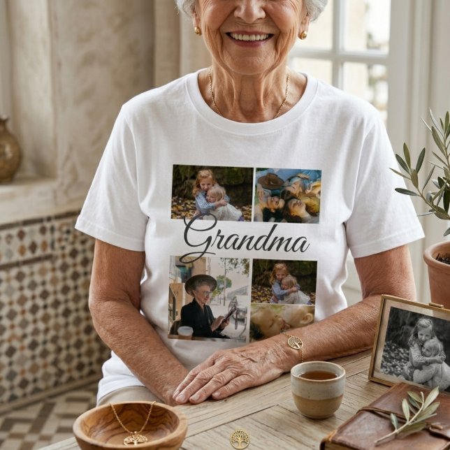 Camiseta Personalizada com Layout Moderno de Colag (5-Photo Collage Modern Layout Custom Tee for Family & Friends)